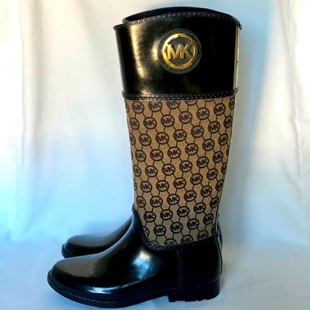 Michael Kors Black Logo Rain Boots Size 7